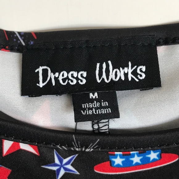 Midi Swing Dress 4th of July Patriotic Red White and Blue Fireworks Size Medium - Picture 9 of 16